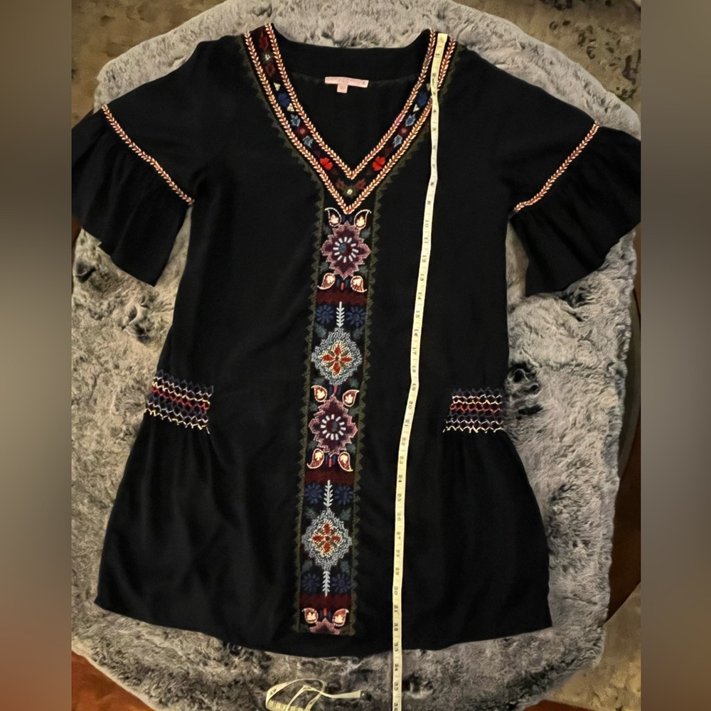 Calypso Saint Barth Silk Embroidered Navy Dress with Floral Accents Mini Small - Picture 11 of 16